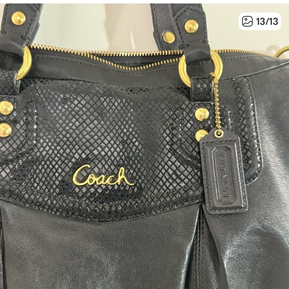 Coach 2012 Ashley Black Python Leather Shoulder B… - image 2